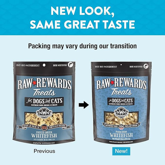Northwest Naturals Raw Rewards Freeze-Dried Whitefish Treats for Dogs and Cats - Bite-Sized Pieces - Healthy, 1 Ingredient, Human Grade Pet Food, All Natural, Proudly Made in USA 10 Oz