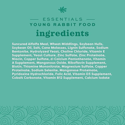 Oxbow Essentials Rabbit Food, Young Rabbit, Made with Oxbow Timothy, Pet Food Pellets for Bunnies, Small Animal Pet Products, Made in USA, High Fiber Bunny Supplies, 10 lb. bag