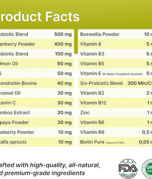 23-in-1 Multivitamin for Dogs – Soft Chews with Glucosamine, Chondroitin, MSM, Probiotics, Cranberry, Biotin, Zinc, Salmon Oil, Vitamins B, C, E – Hip & Joint, Skin, Digestive & Immune Support