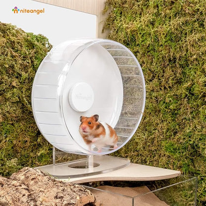 Niteangel Super-Silent Hamster Exercise Wheels: - Quiet Spinner Hamster Running Wheels with Adjustable Stand for Hamsters Gerbils Mice Or Other Small Animals (M, White)