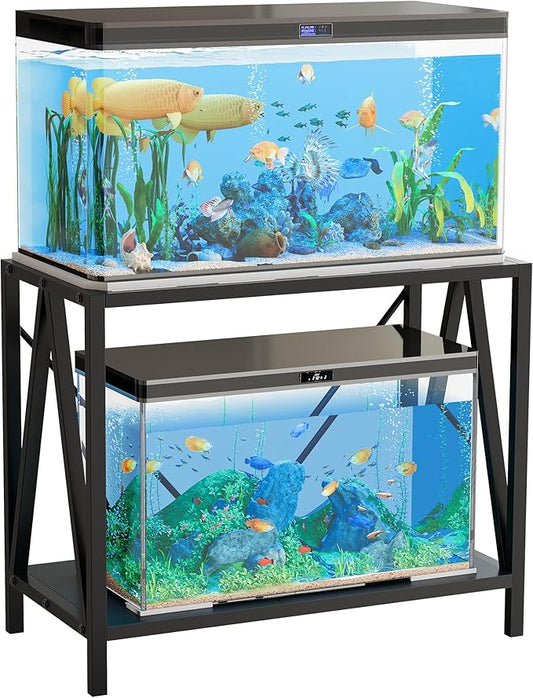 YTAHOME W Shape 40 Gallon Fish Tank Stand, 500lbs Capacity for Metal Aquarium Stand, 36.2" Lx18.3 Wx 29.3" H, Double-Layer Storage Design, Reptile Breeder Turtle Terrarium Stand for Home Office