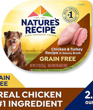 Nature's Recipe Grain Free Wet Dog Food, Chicken & Turkey Recipe, 2.75 Ounce Cup (Pack of 12)