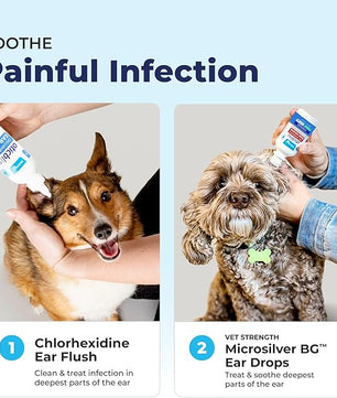 Vetnique Oticbliss Cat & Dog Ear Infection Treatment Drops - with 1% Hydrocortisone & MicroSilver BG for Dog Ear Infections - Vet Recommended Cat & Dog Ear Cleaner for Itchy Ear Relief