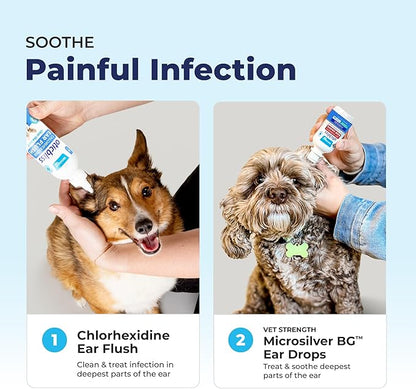 Vetnique Oticbliss Cat & Dog Ear Infection Treatment Drops - with 1% Hydrocortisone & MicroSilver BG for Dog Ear Infections - Vet Recommended Cat & Dog Ear Cleaner for Itchy Ear Relief