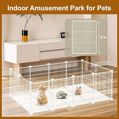 20 Panels Small Animal Playpen, Pet Playpen, C&C Cage for Guinea Pigs, Rabbit/Bunny Cage, Puppy Play Pen, Indoor Outdoor Portable Metal Wire Yard Fence(White)