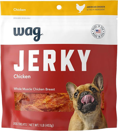 Amazon Brand – Wag Chewy Whole Muscle American Jerky Dog Treats – Chicken