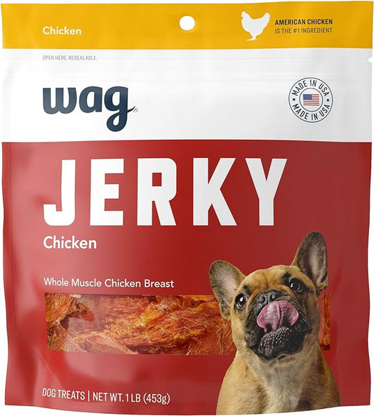 Amazon Brand – Wag Chewy Whole Muscle American Jerky Dog Treats – Chicken
