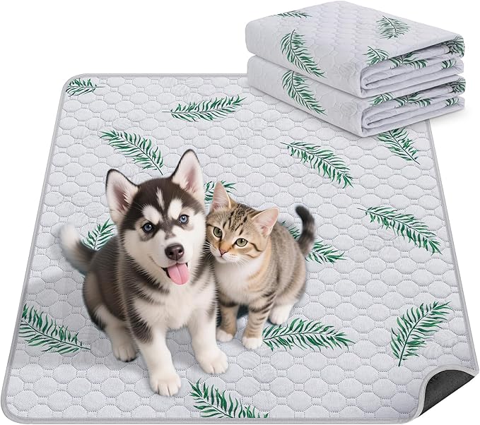 Washable Pee Pads for Dogs, 2Pack Reusable Puppy Pads, Super Absorbent & Leakproof Dog Pads, Anti-Slip Dog Pee Pads for Puppy Training & Incontinence, Leaf Pattern 24"x36"