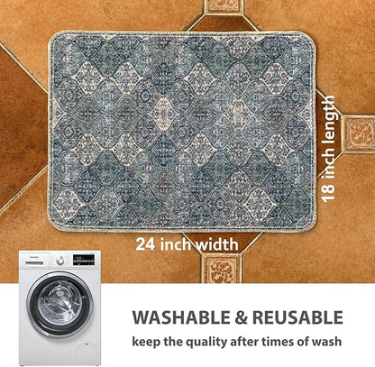 nunubaby Washable Pee Pads for Dogs, Stylish, Non-Slip and Leak-Proof Pee Pads. Reusable Potty Pads for Dogs for Crates and Floors.(Blue/Multi, 18" x24" )