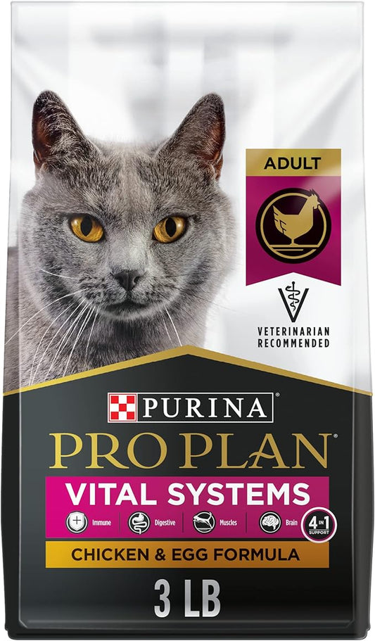 Purina Pro Plan Vital Systems Chicken and Egg Formula 4-in-1 Adult Dry Cat Food - 3 lb. Bag