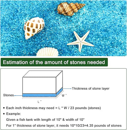 BXI 2.2 Lbs Small Aquarium Substrate Gravel Sand, Polished Smooth Fish Tank Gravel, Colorfast Uncoated Vibrant Blue Sea Glass, Decorative Stones for Vase Fillers, Fairy Garden, Potted Plants