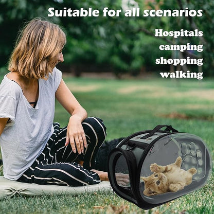 Carrier Bag for Guinea Pig,Portable Small Animal Carriers Pouch,Outgoing Rabbit Travel Carrying Case with 10PCS Disposable Underpads Breathable & Transparent for Hamster Bird Squirrel