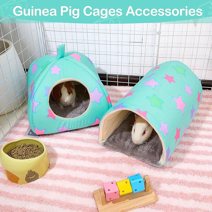 Unicorn Catcher Guinea Pig Hideout and Tunnel, 2 Pack Soft Washable Guinea Pig Bedding for Cages
