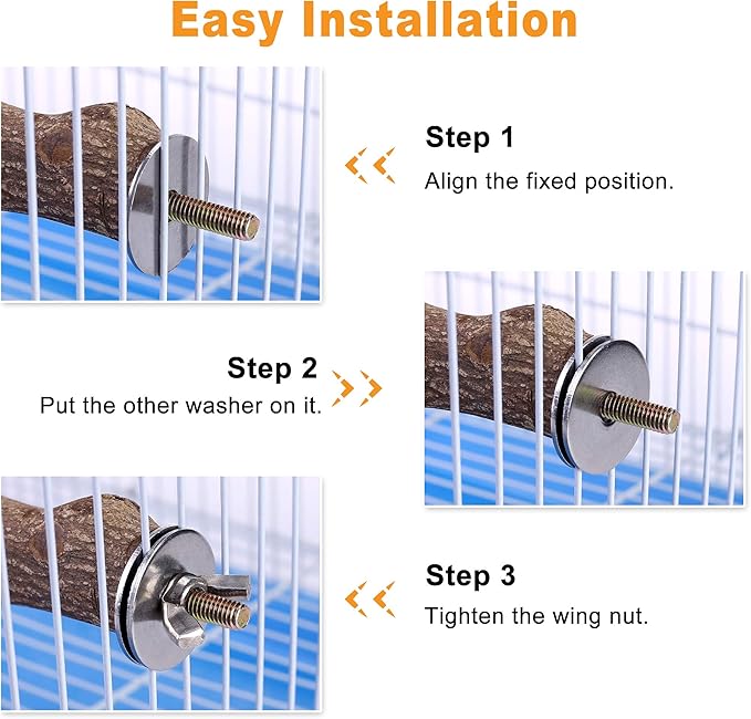 Bird Perch Stand Toy, Natural Wood Parrot Perch Bird Cage Branch Perch Accessories for Parakeets Cockatiels Conures Macaws Finches Love Birds (M: 10" Length)