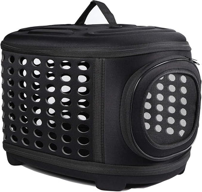 Collapsible Cat Carrier Hard, Travel Pet Carriers Bag for Small Dogs for Car Travel with Ventilation Guinea Pig 2 Small Cats Carrier Cage Dog Crate (Black)
