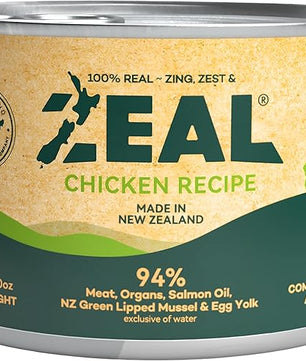ZEAL New Zealand Canned Wet Dog Food – High Protein, Pure Nutrition, Grain-Free with Superfoods (Chicken, 6oz Can, 12-Pack Tray)
