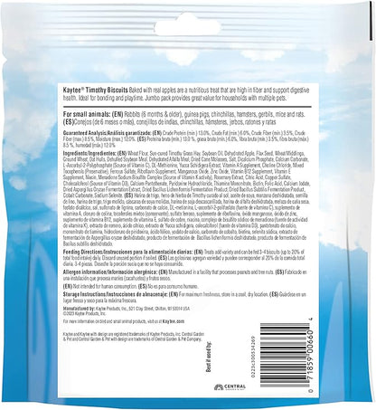 Kaytee Timothy Biscuits Baked Treat with Apple for Rabbits, Guinea Pigs, Chinchillas, Hamsters, Gerbils, and Mice, 10 oz