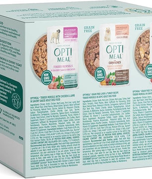 Optimeal Wet Dog Food Variety Pack - Grain Free Recipe High Protein Tender Morsels in Aspic Made with Natural Ingredients for Adult Small Breed Dogs, Premium Nutrition Pouches - 3oz Pouch (Pack of 12)