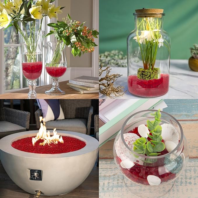 QEQEKAKA Sea Glass Stones for Crafts About 1LB (405g/14.28oz) Red Glass Pebbles Gemstones Bulk for Beaching Wedding DIY Decoration Aquarium Turtle Tank Vase Filler (Lake Blue)