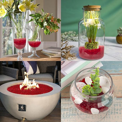 QEQEKAKA Sea Glass Stones for Crafts About 1LB (405g/14.28oz) Red Glass Pebbles Gemstones Bulk for Beaching Wedding DIY Decoration Aquarium Turtle Tank Vase Filler (Lake Blue)