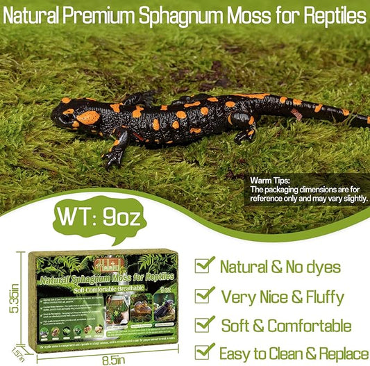 Halatool 9OZ Natural Sphagnum Moss for Reptiles- 14QT Green Moss for Terrarium Plants Long Fiber Reptile Moss for Leopard Gecko Snake Hamsters Tortoises Frogs Lizards Salamanders