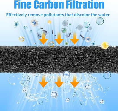 AQUANEAT Aquarium Activated Carbon Filter Media Pad for Fish Tank Pond Canister Filter (10.5" x 72")