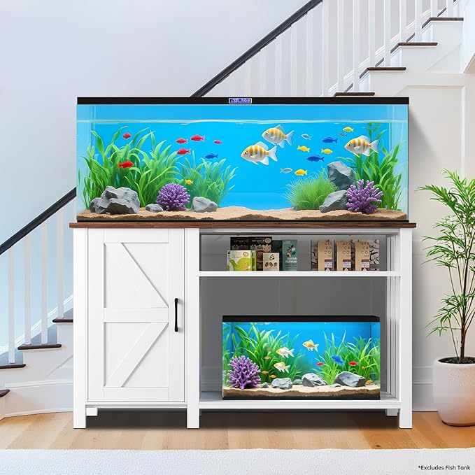 Aquarium Stand with Power Outlets, 55-75 Gallon Heavy Duty Fish Tank Stand with Cabinet Storage & Adjustable Shelf, for Fish Tank, Turtle Tank, Reptile Terrarium, 1000LBS Capacity