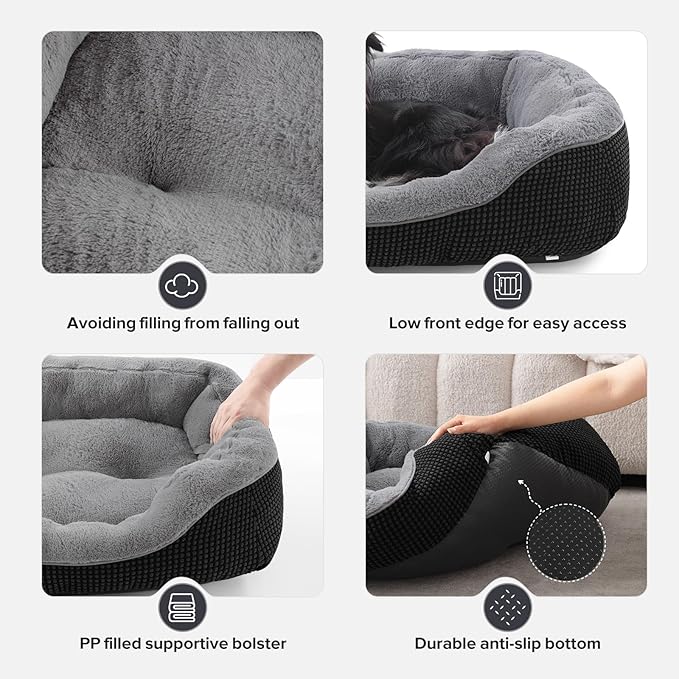 INVENHO Small Dog Bed Orthopedic Warming Soft Calming Sleeping Durable with Anti-Slip Bottom