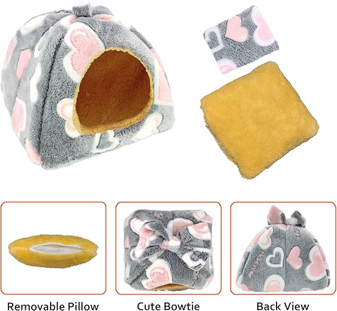 Guinea Pig Bed, Guinea Pig Hideout House Accessories Warm Bed for Small Animals Hamsters Chinchillas Dwarf Bunnies Hedgehogs. M, Greyheart