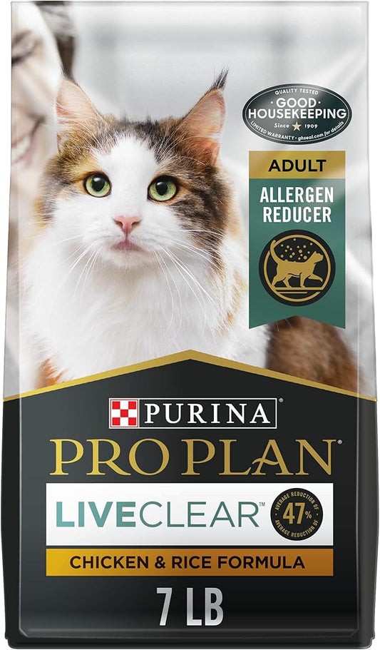 Purina Pro Plan Allergen Reducing, High Protein Cat Food, LIVECLEAR Chicken and Rice Formula - 7 lb. Bag