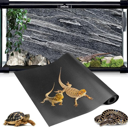 Reptile Mat Liner for 63 Gollon 68 Gollon 70 Gollon 81 Gollon Terrarium, Bearded Dragon Tank liners 20" Wide, Substrate flooring for Reptile Enclosure, Reptile Bedding Carpet for Leopard Gecko, Black