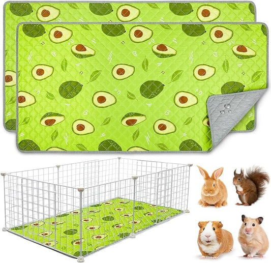 2 Pack Guinea Pig Bedding, Washable Guinea Pig Cage Liner Reusable Guinea Pig Mat Waterproof Guinea Pig Bedding Super Absorbant Guinea Pig Pee Pads