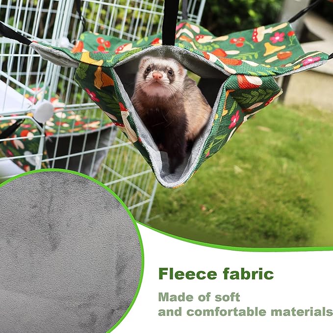 Guinea Pig Hammock 4 Pack,Washable Soft Ferret Hammock for Cage-Small Pet Hanging Hideout Bed with Tunnel Toys,Rat Hideout, Chinchilla Hammock&Chinchilla Bedding Accessories for Rat,Ferret,Small Pets
