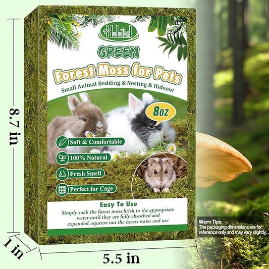 Halatool 12QT Small Animals Bedding & Nesting Material, Forest Moss for Odor Control Rabbits Squirrels Hamsters Guinea Pigs, Soft & Safe for Small Animals Cages Terrariums Reptiles Plants