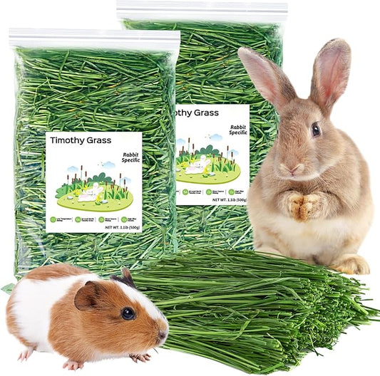 Fhiny Timothy Hay for Rabbit, 2.2LB Hand-Selected Premium Natural Timothy Hay Chinchilla Hay Hamster Food for Bunny Guinea Pig Chinchilla Hamster & Other Small Animals