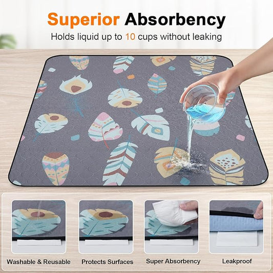 LOOBANI Washable Pee Pads for Dogs, Ultra-Absorbent and Leak-Proof Reusable Whelping Pads, 63x63in, Gray