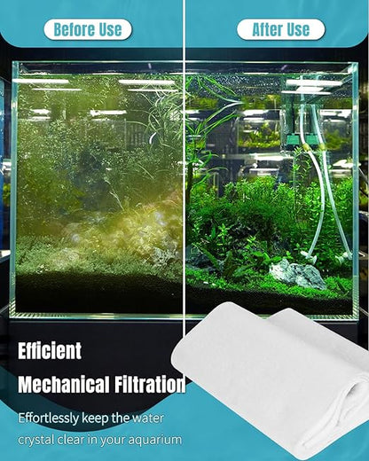 Pawfly Aquarium Polishing Filter Pad, 50 Micron Ultra-Fine Water Polishing Pad for Fish Tank Filters, 36 x 24 Inch Cut-to-Fit Aquarium Filter Floss, High Density Filter Media Pad for Ponds & Sumps