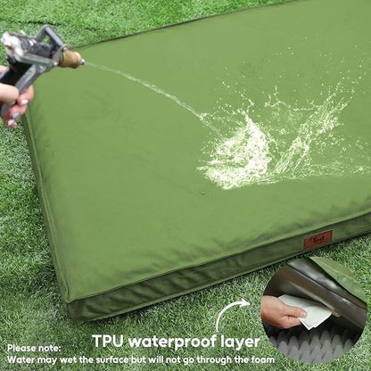 Orthopedic Dog Bed for Large Dogs, Big Waterproof Washable Dog Bed for Large Sized Dogs with Egg Crate Foam Pet Bed Mat, Removable Oxford Cooling Cover, Light Green