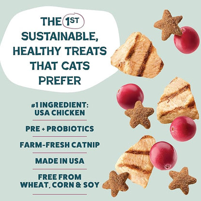 Shameless Pets Crunchy Cat Treats - Kitty Treats for Cats with Digestive Support, Natural Kitten Treats with Real Chicken, Healthy Flavored Feline Snacks - Cran You Say Chicken, 12 oz