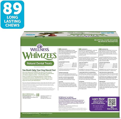 WHIMZEES Wellness Value Box Dog Dental Treats, Natural Chews, Small Size, (89 Count)