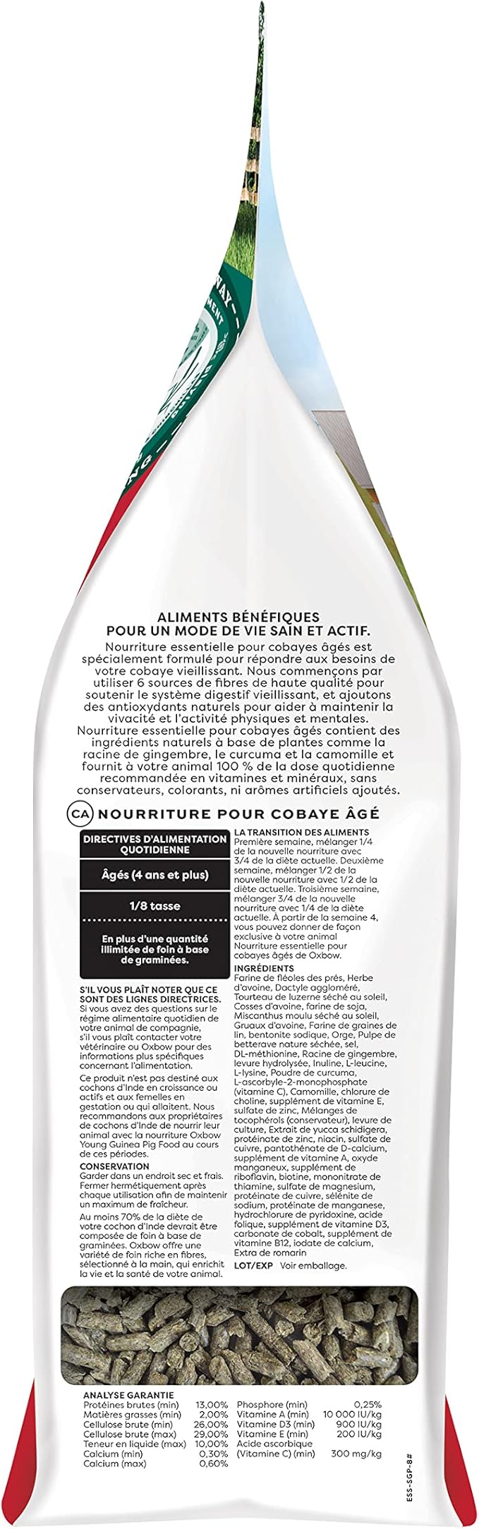 Oxbow Essentials Senior Guinea Pig Food, Made with Oxbow Alfalfa for Guinea Pig, Pet Food Pellets with Vitamin C, Small Animal Pet Products, Made in USA, High Fiber, 8 lb. Bag