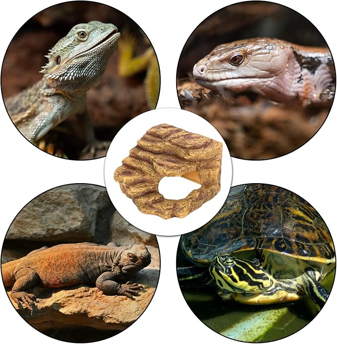 Resin Reptile Hideout Cave Reptile Habitat Tank Decor Terrarium Accessories for Bearded Dragon Leopard Gecko Lizards Turtle