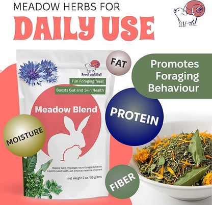 Snout and Shell 2oz Meadow Blend – Natural Foraging Treat for Rabbits, Guinea Pigs & Chinchillas – High-Fiber Supplement