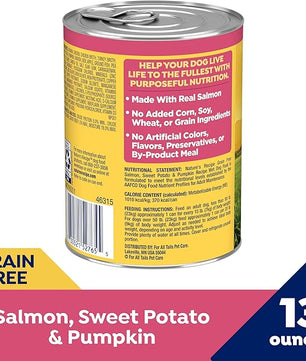 Nature's Recipe Grain Free Salmon, Sweet Potato, and Pumpkin Recipe Wet Dog Food, 13 oz. Can, 12 Count