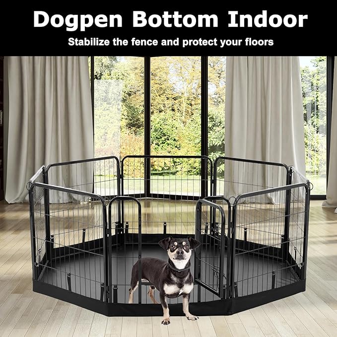 PJYuCien Dog Playpen Bottom Pad, Fits 24 Inch Width 8 Panels Regular Octagon Metal Exercise Pet Playpen, Black (Note:Playpen Not Included)