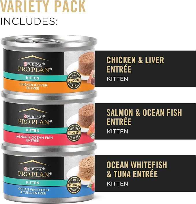 Purina Pro Plan High Protein Wet Kitten Food Variety Pack, DEVELOPMENT Kitten Favorites - (2 Packs of 12) 3 oz. Cans