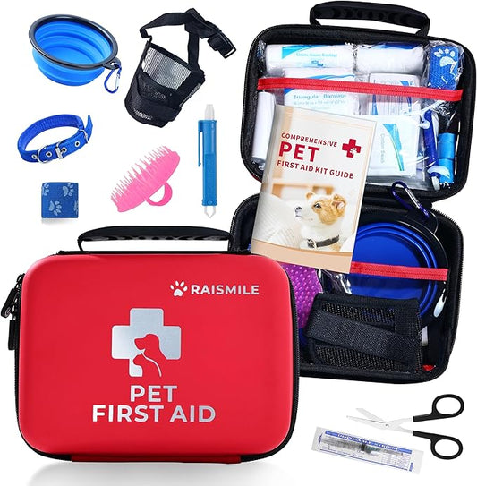 Dog First Aid Kit, Pet First Aid Supplies for Treat Dogs & Cats in an Emergency, Ideal for Use at Home, Outdoors, Traveling