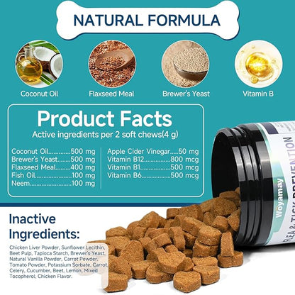 Flea and Tick Prevention for Dogs Chewables, 200 Soft Treats, Natural Dog Flea and Tick Treatment, Oral Flea Chews for Dogs Supplement, Flea and Tick Chews for Dogs Puppies, All Breeds & Sizes