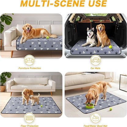 Washable Pee Pads for Dogs, 2 Pack Reusable Puppy Pads, Waterproof Pet Pee Pads for Dog Potty Training, Extra Large Dog Pee Pads for Crate, Playpen, and Whelping, Durable and Absorbent, Grey 32"x52"