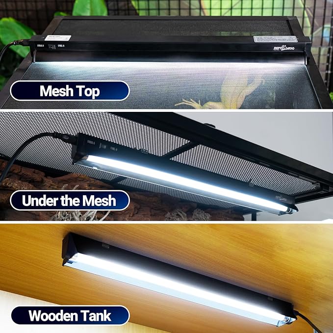 REPTI ZOO Switchable UVB Light for Reptiles, 24W T5 UVB Light Combo Kit for Tropical & Desert Reptile, 22.6" Terrarium Hood Lamp Fixture with UVB 10.0 Bulb for Bearded Dragon Snake Gecko Lizard Turtle